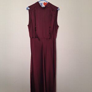 Lulu's Classic Elegance Wine Satin Maxi Dress